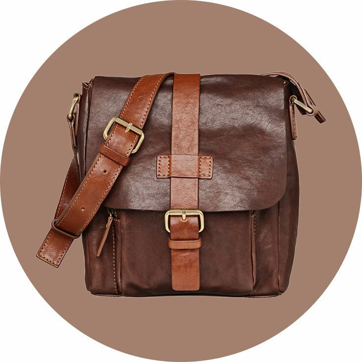 brown leather bag