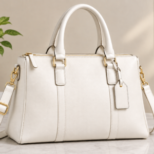 white leather bag