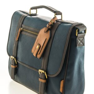 blue leather bag